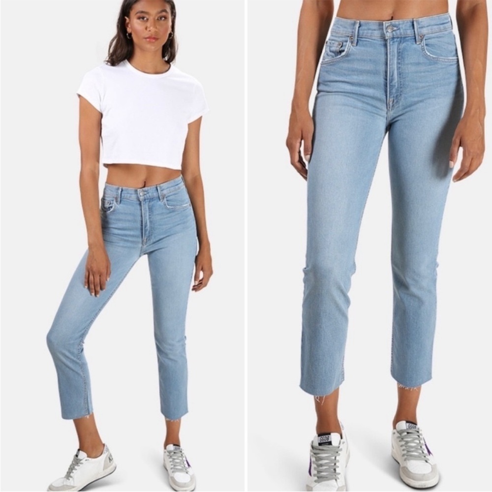 Grlfrnd Reed High Rise Slim Crop Jeans Holding On Size 28 Revolve Nwot